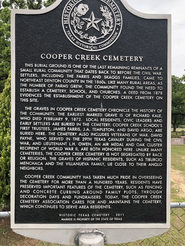 Cooper Creek Cemetery Marker image. Click for full size.
