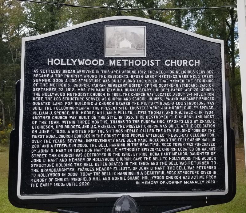 Hollywood Methodist Church Marker image. Click for full size.