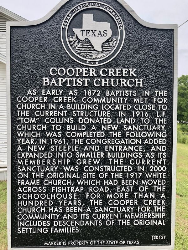 Cooper Creek Baptist Church Marker. Click for full size. Cooper Creek Baptist Church Marker image. Click for full size.