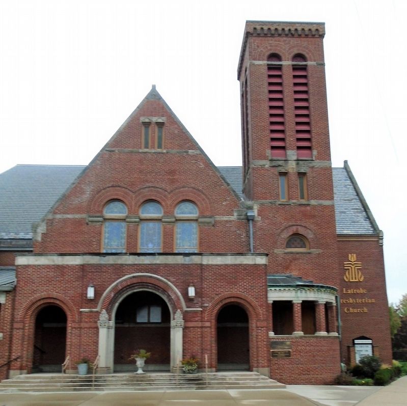 Latrobe Presbyterian Church and Marker image. Click for full size.