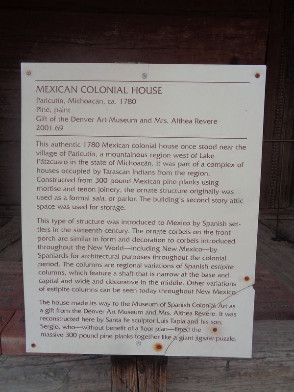 Mexican Colonial House Marker. Click for full size. Mexican Colonial House Marker image. Click for full size.