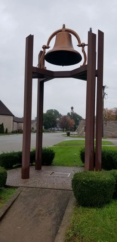The bell tower and the marker (on the ground) image. Click for full size.