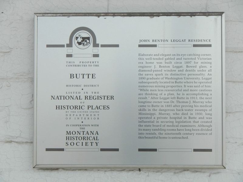 John Benton Leggat Residence Marker image. Click for full size.