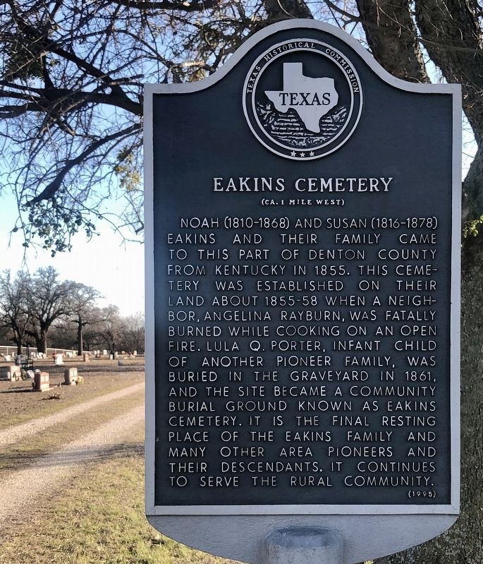 Eakins Cemetery Marker. Click for full size. Eakins Cemetery Marker image. Click for full size.