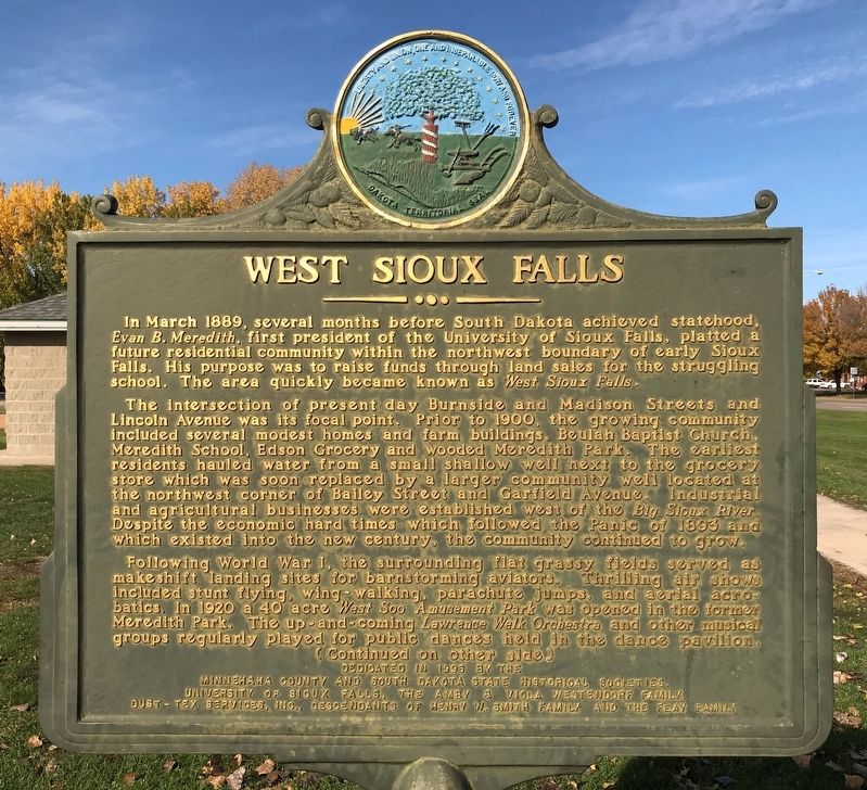West Sioux Falls Marker. Click for full size. West Sioux Falls Marker image. Click for full size.