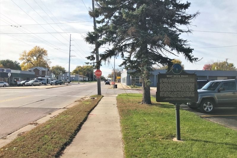 West Sioux Falls Marker, from the east. Click for full size. West Sioux Falls Marker, from the east image. Click for full size.