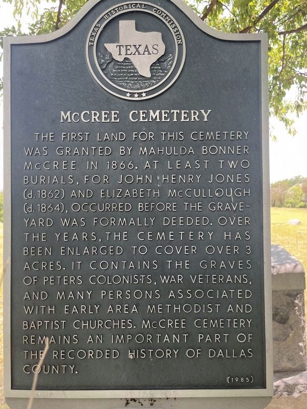 McCree Cemetery Marker. Click for full size. McCree Cemetery Marker image. Click for full size.