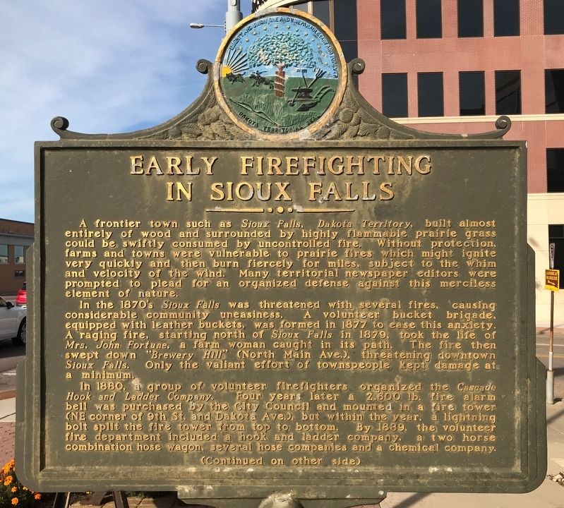 Early Firefighting in Sioux Falls Marker image. Click for full size.