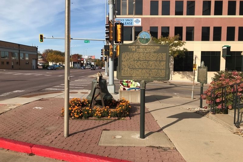 Early Firefighting in Sioux Falls Marker, from the south image. Click for full size.