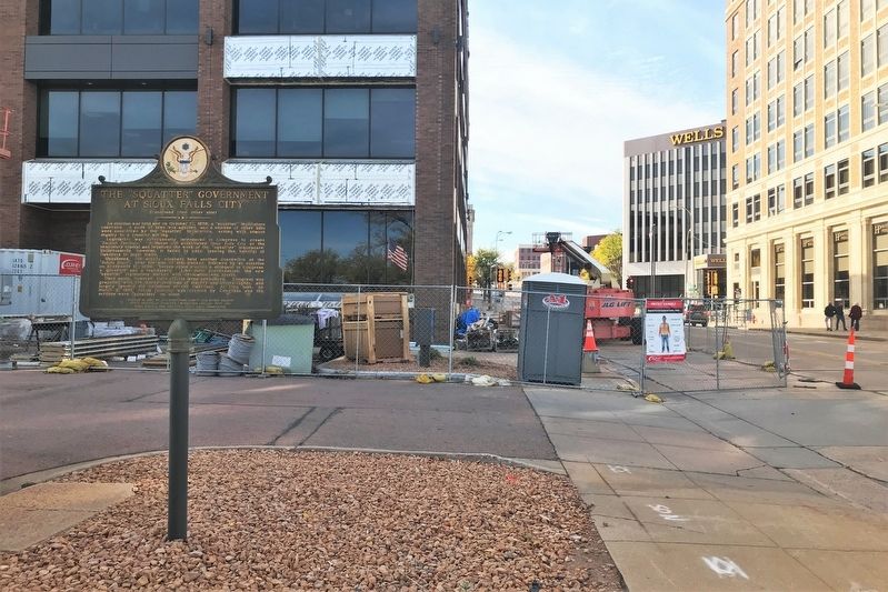 The "Squatter" Government at Sioux Falls City Marker, from the east. Click for full size. The "Squatter" Government at Sioux Falls City Marker, from the east image. Click for full size.