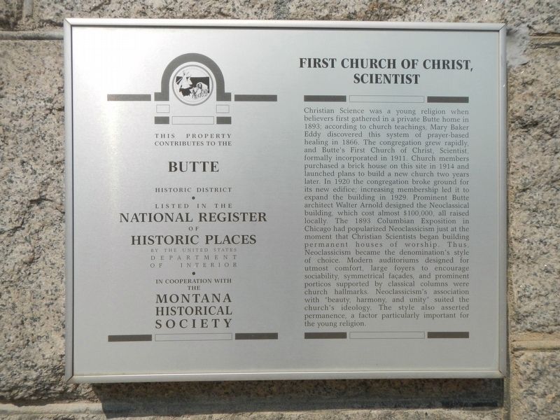 First Church of Christ, Scientist Marker image. Click for full size.