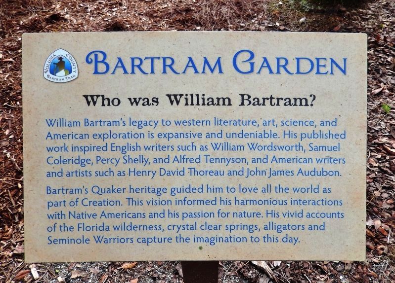 Who was William Bartram? Marker. Click for full size. Who was William Bartram? Marker image. Click for full size.