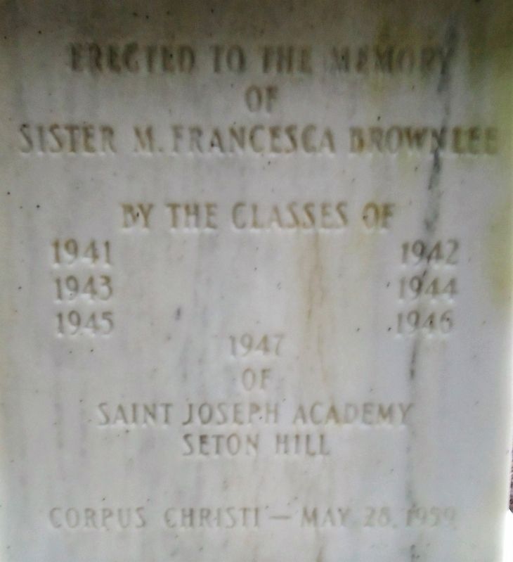 Mother Elizabeth Ann Seton Marker (back) image. Click for full size.