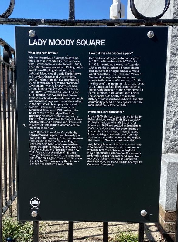 Lady Moody Square Marker image. Click for full size.