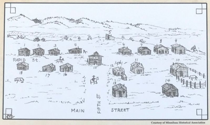 George B. Mansfield's drawing of Rapid City in 1876. Click for full size. George B. Mansfield's drawing of Rapid City in 1876 image. Click for full size.