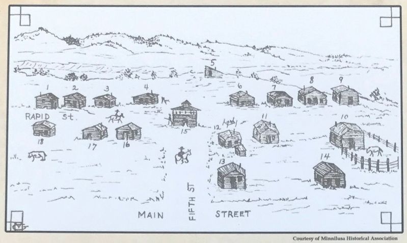 George B. Mansfield's drawing of Rapid City in 1876 image. Click for full size.