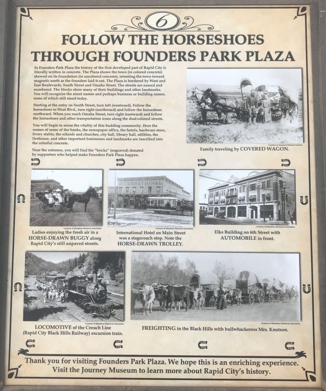 Follow the Horseshoes through Founders Park Plaza Marker image. Click for full size.