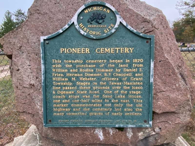 Pioneer Cemetery Marker. Click for full size. Pioneer Cemetery Marker image. Click for full size.