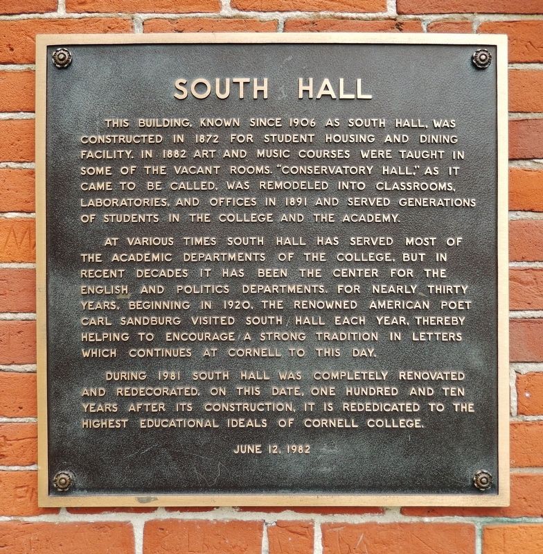 South Hall Marker image. Click for full size.