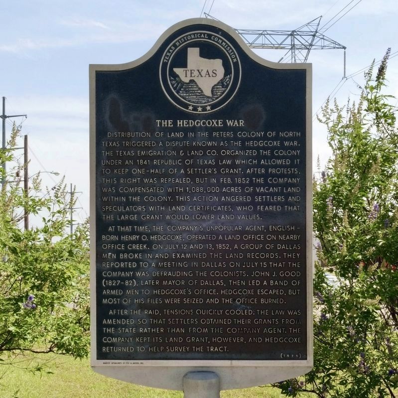 The Hedgcoxe War Marker - old location image. Click for full size.