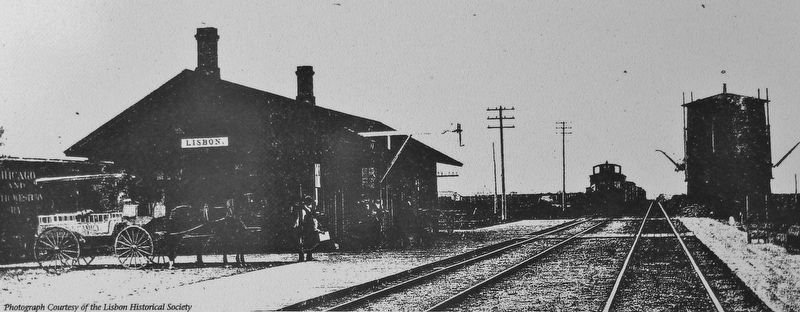 Marker detail: Lisbon Railroad Depot image. Click for full size.