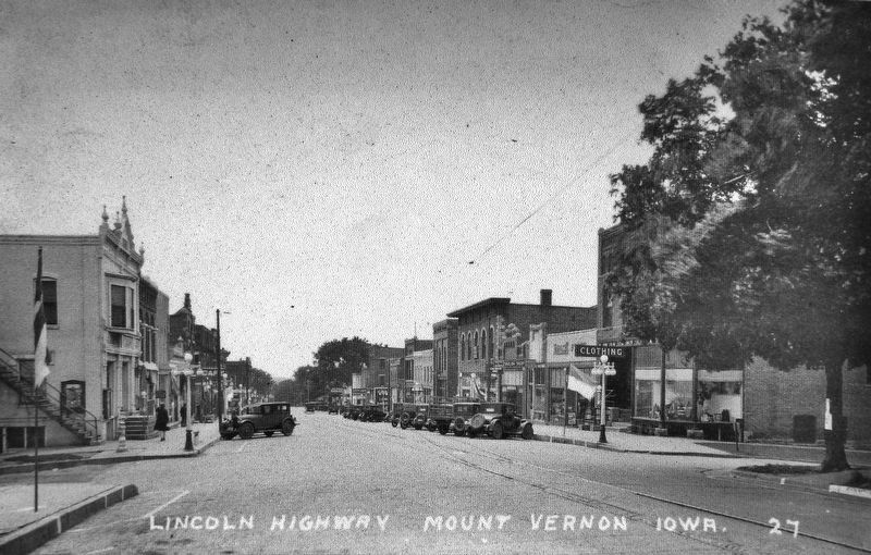 Marker detail: Lincoln Highway, Mount Vernon, Iowa image. Click for full size.
