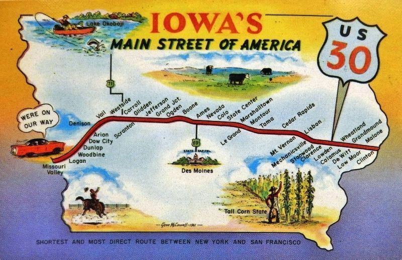 Marker detail: Iowa�s Main Street of America � US 30 image. Click for full size.