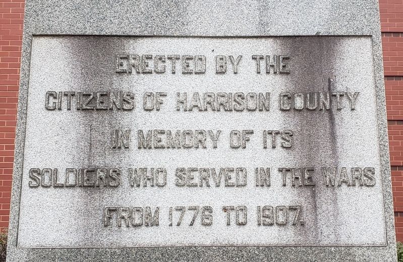 Harrison County Soldiers Monument Text image. Click for full size.