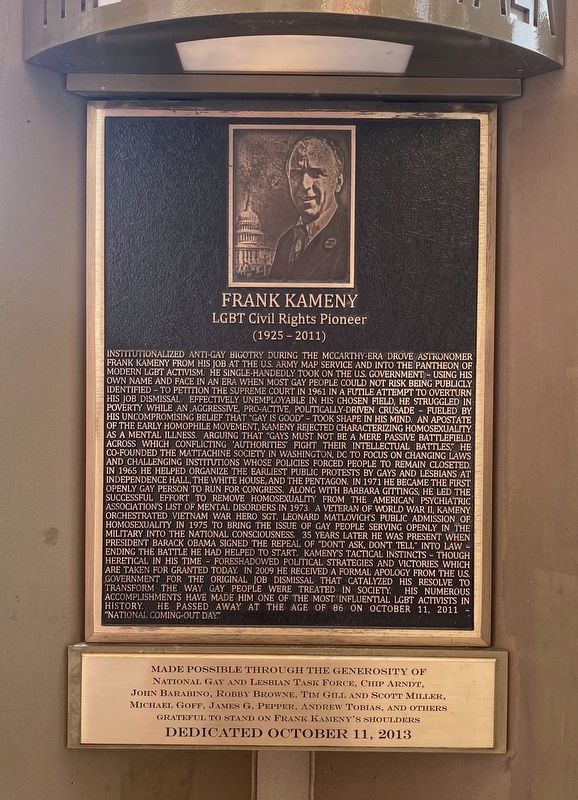 Frank Kameny Marker. Click for full size. Frank Kameny Marker image. Click for full size.