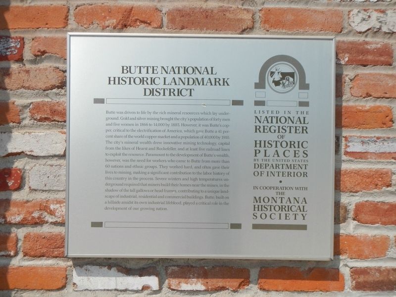 Butte National Historic Landmark District Marker image. Click for full size.