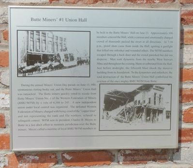 Butte Miner's #1 Union Hall Marker image. Click for full size.
