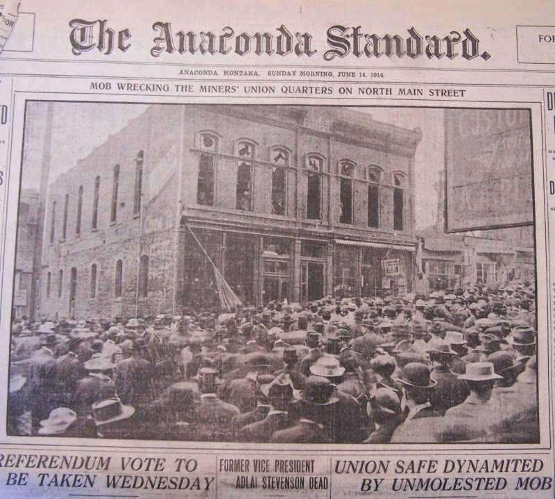 Mob Wreaking the Miners' Union Quarters on North Main Street image. Click for full size.