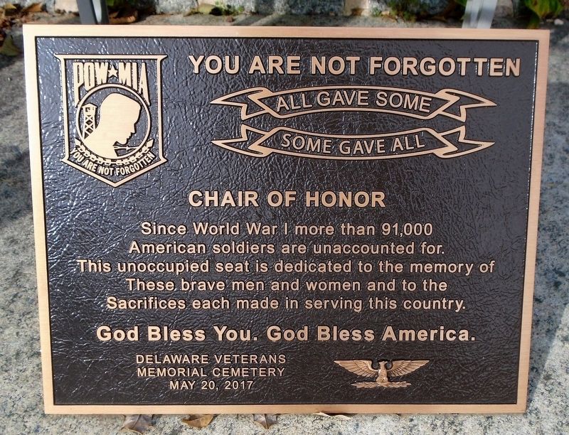 POW/MIA Chair of Honor Marker image. Click for full size.