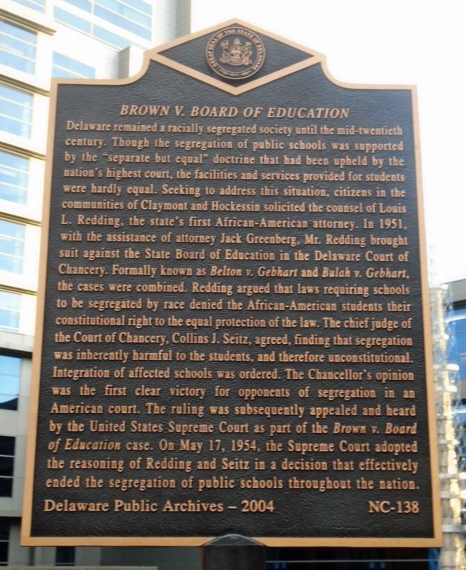 Brown v. Board of Education Marker. Click for full size. Brown v. Board of Education Marker image. Click for full size.
