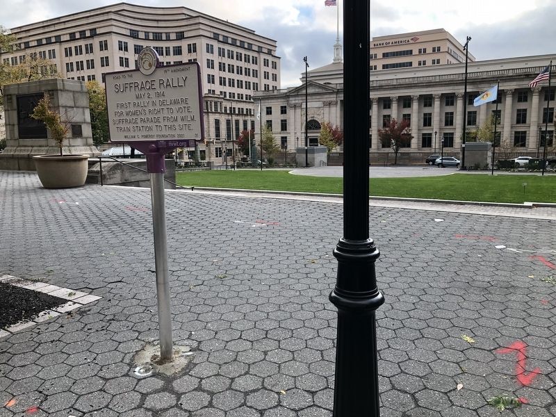 Suffrage Rally Marker on Rodney Square image. Click for full size.