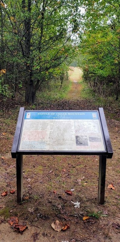 Battle of Cedar Mountain Marker. Click for full size. Battle of Cedar Mountain Marker image. Click for full size.