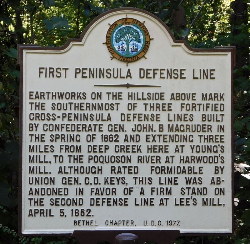 First Peninsula Defense Line Marker image. Click for full size.