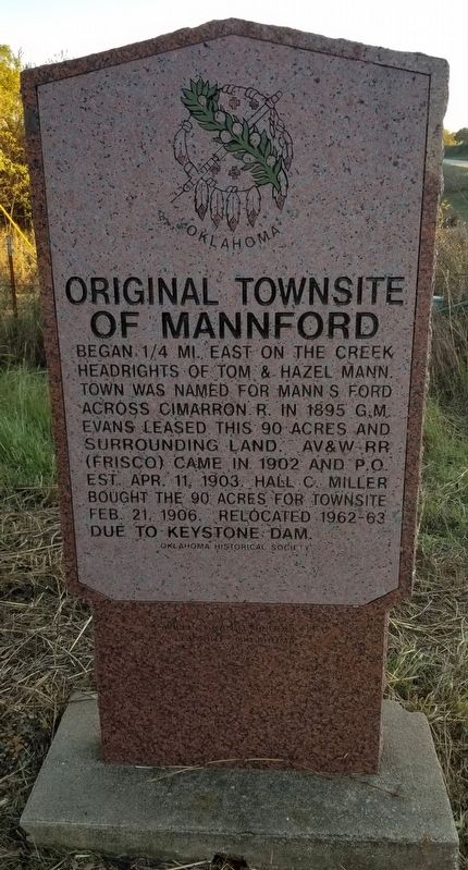 Original Townsite of Mannford Marker image. Click for full size.