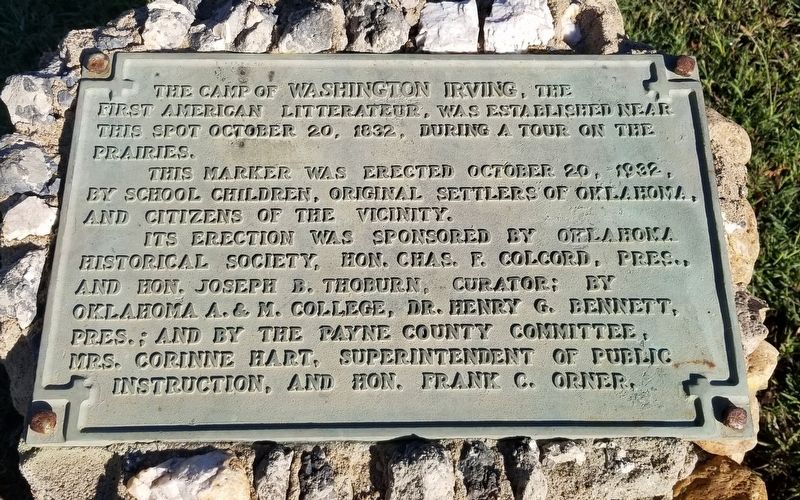 The Camp of Washington Irving Marker. Click for full size. The Camp of Washington Irving Marker image. Click for full size.