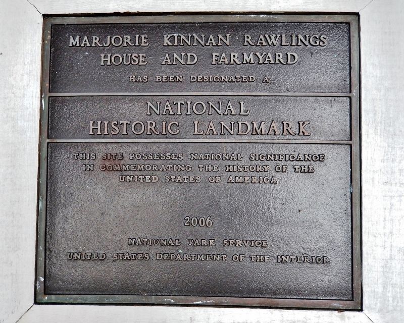 Marjorie Kinnan Rawlings House and Farmyard Marker image. Click for full size.