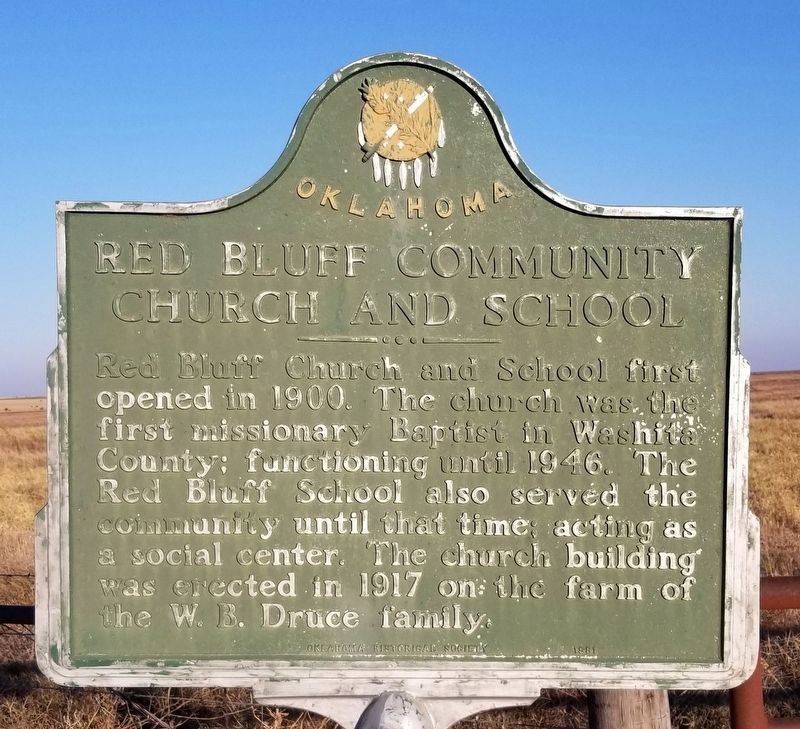 Red Bluff Community Church and School Marker image. Click for full size.