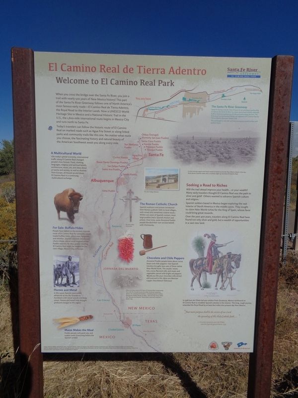El Camino Real de Tierra Adentro Marker. Click for full size. El Camino Real de Tierra Adentro Marker image. Click for full size.