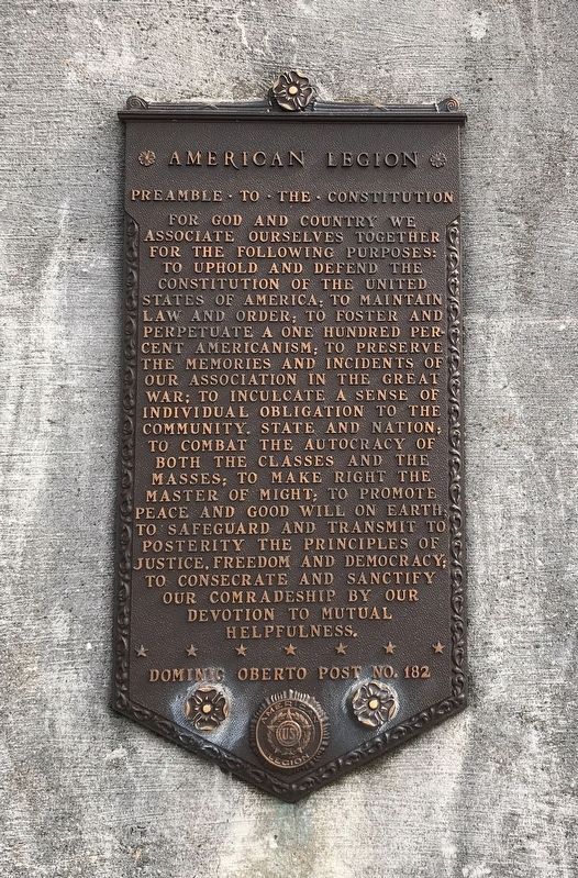 World War I Memorial detail (center plaque) image. Click for full size.