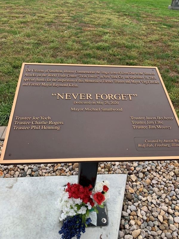 "Never Forget" plaque image. Click for full size.