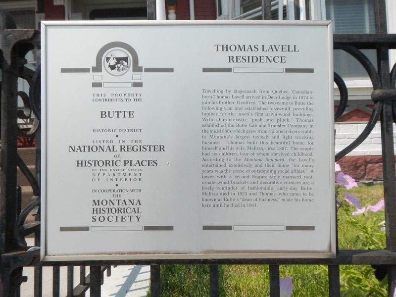 Thomas Lavell Residence Marker image. Click for full size.