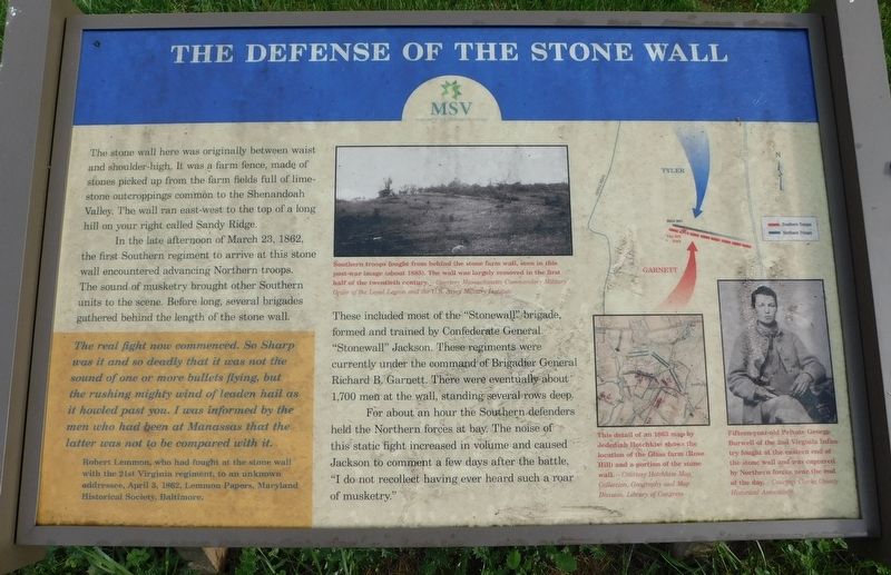 The Defense of the Stone Wall Marker image. Click for full size.