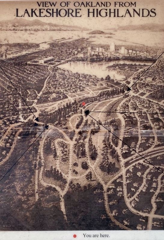 Marker inset: <i>View of Oakland from Lakeshore Highlands</i> image. Click for full size.