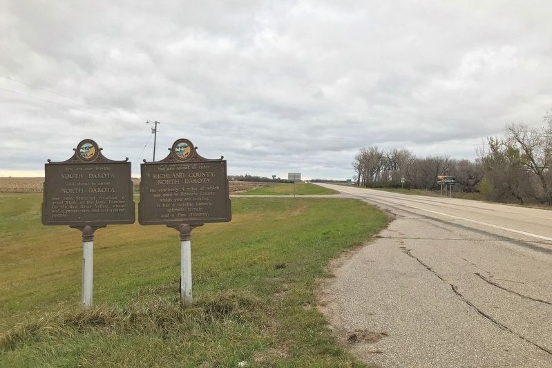 Roberts County / Richland County, North Dakota Marker, from the south image. Click for full size.
