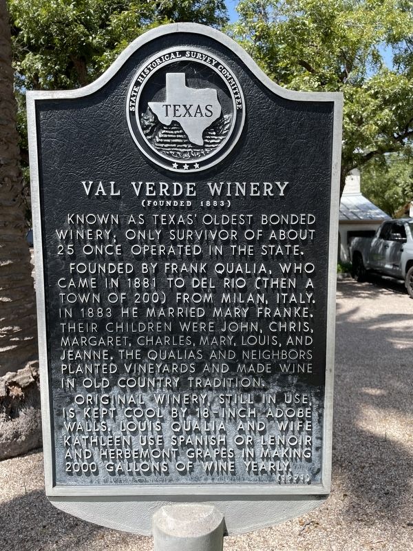 Val Verde Winery Marker image. Click for full size.