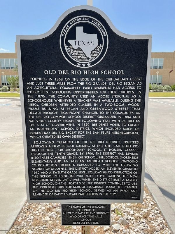 Old Del Rio High School Marker image. Click for full size.